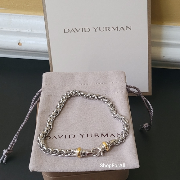 David Yurman Silver and Gold Wheat Men's Bracelet